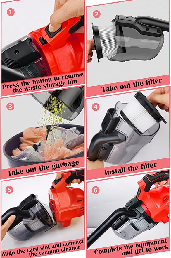 Cordless Vacuum Cleaner for Milwaukee M18 Battery, 5 in 1 Cordless Vacuum with 500W Brushless Motor Max 18000r/Min，50CFM 100AW Handheld Vacuum Cordless for Floor, Carpet, Car，Furniture(No Battery)