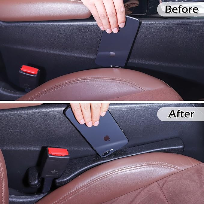 Briwill Car Seat Gap Filler, Universal Fit for Car SUV Truck, 2 Packs Car Gap Seat Filler Interior Car Accessories for Women Girl, Classic Black