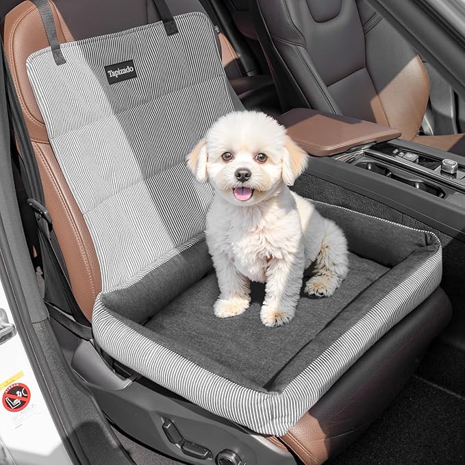 Dog Car Seats for Small Dogs, Detachable Soft Cotton Cushion, Comfort Pet Travel Dog Bed, Puppy Car Seat with Adjustable Secure Straps, Under 25lbs, Black