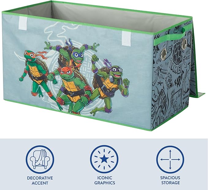 Teenage Mutant Ninja Turtles Collapsible Storage Trunk, Durable with Soft Lid, 28.5"x14.5"x16"