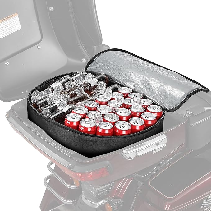 KEMIMOTO Upgraded Rear Pack Cooler Liner Bag, Keeps Cold & Warm 7.5H, Fresh 10H, Leakproof EVA Insulated Motorcycle Bag for Drinks & Food Fits for Touring CVO Trike 1993-2025 (Insulated Cooler)