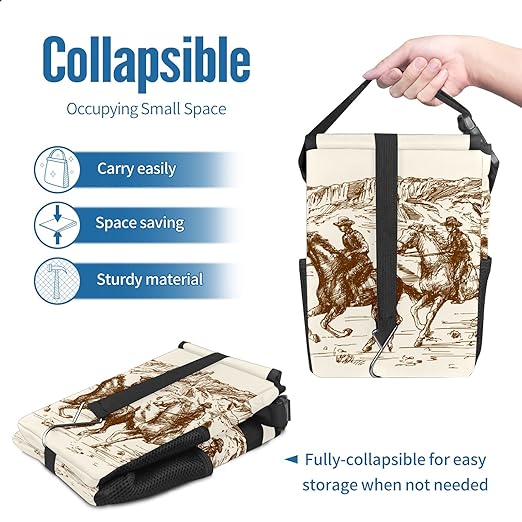 Wild Western Cowboy Car Trash Can with Lid Collapsible Reusable Waterproof Car Garage Bag,Automotive Garbage Can,Car Accessories Interior Car Organizer
