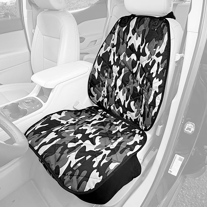 4Knines Car Seat Cover for Dogs – Durable Captains Seat & Front Seat Protector for Dogs, Waterproof, Non-Slip Car Seat Cover for Pets, Easy Install, Protects Vehicle from Dirt, Fur, Scratches (Camo)