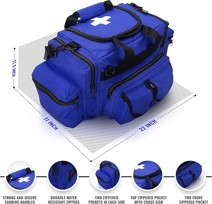 ASA TECHMED First Aid Responder EMS Emergency Medical Trauma Bag Deluxe, Blue