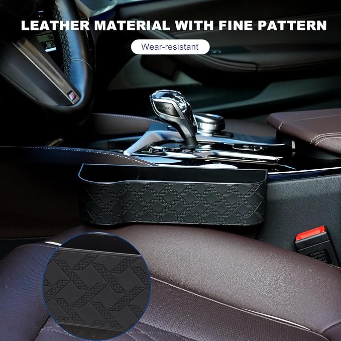 Car Seat Gap Filler Organizer, 2 Pack Leather Car Seat Gap Filler With Car Cup Holder For Gap Filler Console, Car Seat Storage Organizer Between Seats For Cups Phones, Sunglasses, Keys And Cards