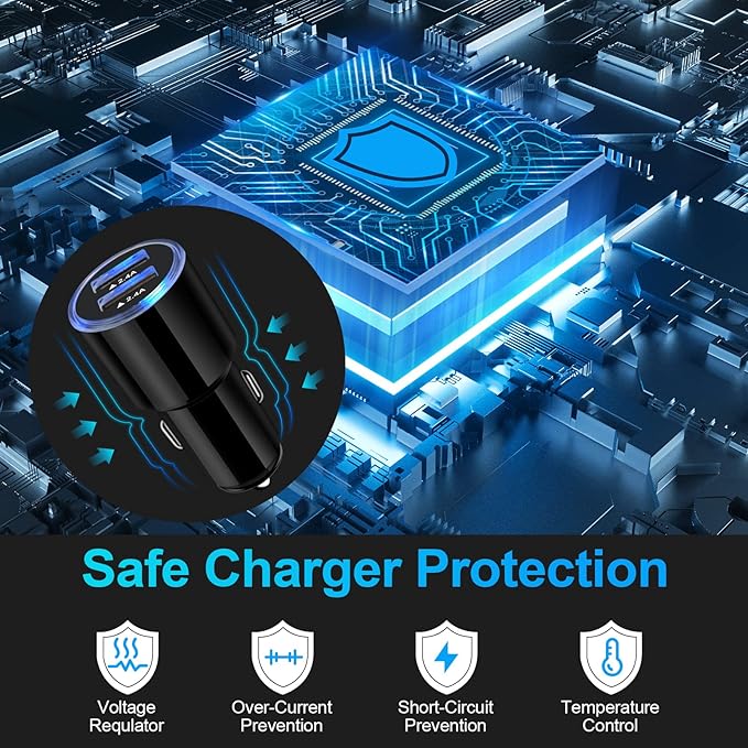 Car Charger Adapter, 5Pack 4.8A Dual Port Fast Charge Car Phone Charger USB Lighter Plug Cigarette Charger for iPhone 17 16e 16 15 14 13 12 11 Pro Max SE XR XS X 8 7 6,Samsung Galaxy S25 S24 S23 S22