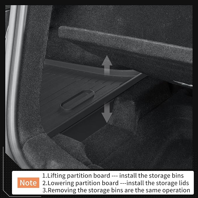 LUCKEASY Rear Trunk Storage Bins & Trunk Corner Up Storage Box for Tesla Model Y Juniper 2025 2026 Trunk Side Storage Box for Model Y Juniper 2025.03-Present Accessories Black TPE