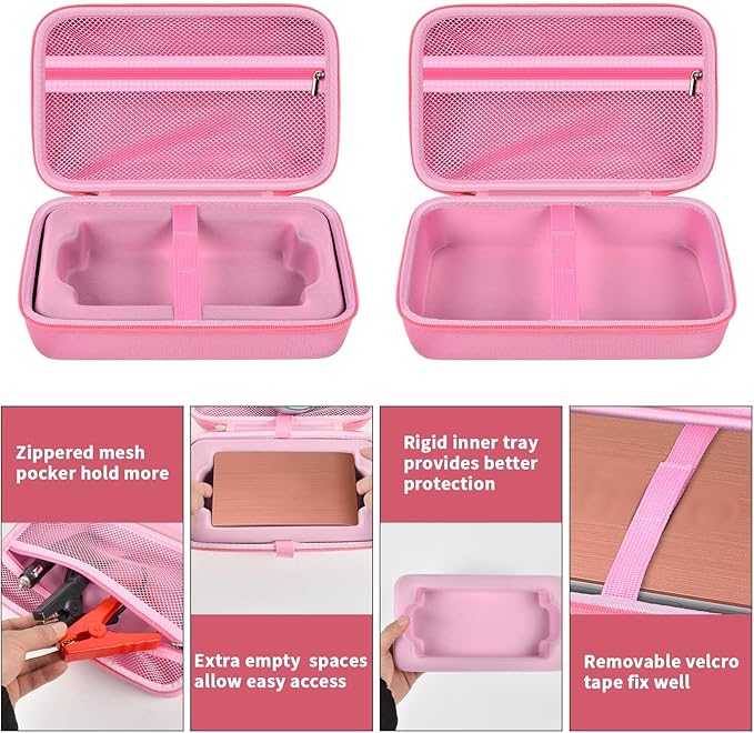 Case for Halo Bolt 58830/57720/ Air 58830/ ACDC Max 55500 mWh/ Air + Portable Emergency Power Kit, Storage Holder for Air Nozzles, Extra Accessory, Car Jump Starter, and Charger- Pink (Box Only)