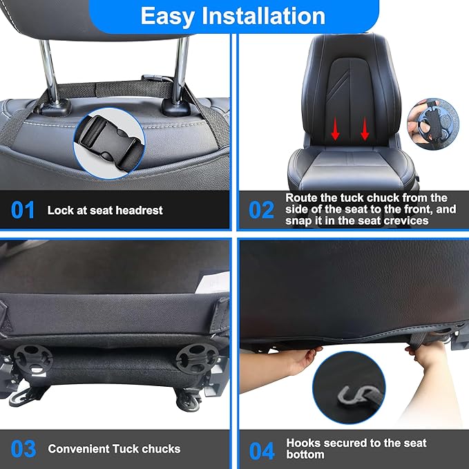 Back Seat Protector Car Kick Mats for Toyota RAV4 RAV-4 SUV with 2 Pocket Storage Organizer, Waterproof Dirt Proof Faux Leather Back Seat Covers for Kids Automotive Accessories (1 Pair,Black)
