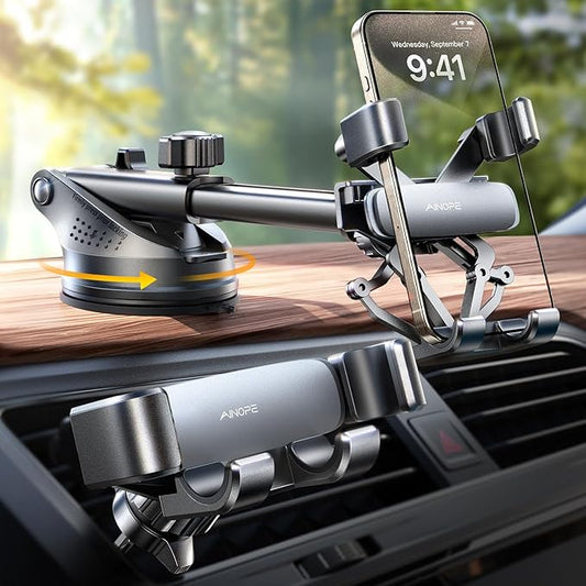 AINOPE Phone Mount for Car 3-1 Gravity Car Phone Holder Mount for Car Dashboard Windshield Air Vent Cell Phone Holder Car for iPhone 15 Pro Max 14 13 12 & All Phones Kits