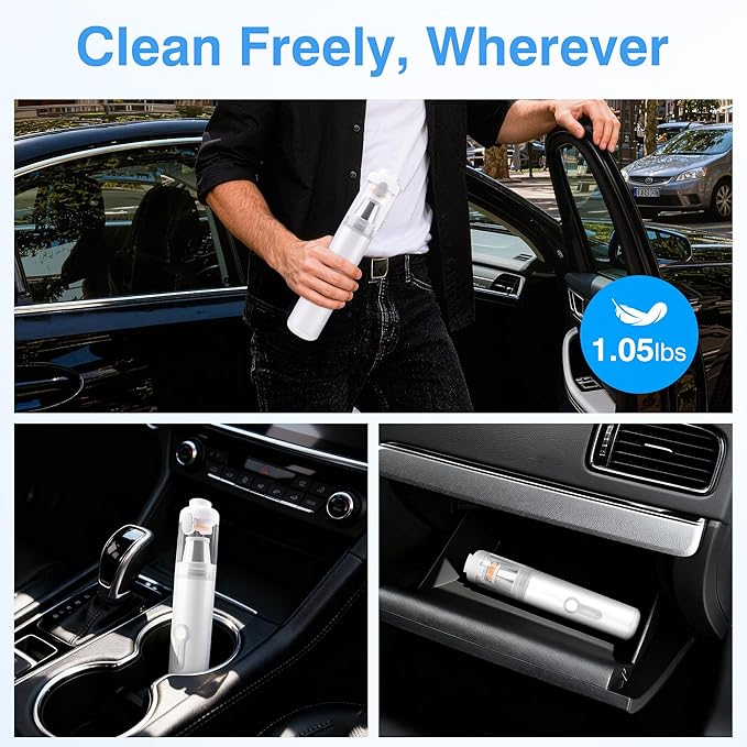 ULTREMA Car Vacuum Portable Cordless, 20000Pa Mini Vacuum Cleaner, 4-in-1 Compact Auto Duster & Air Pump with Type-C Fast Charge, 15 Attachments for Keyboard, Desk and Pet Hair