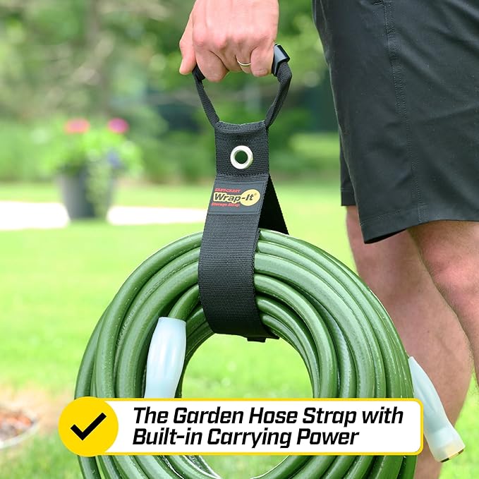 Easy-Carry Wrap-It Storage Straps - Assorted 3-Pack Black with Grommet - Power Cord Organizer Carrying Straps for RV Hose Storage and Accessories