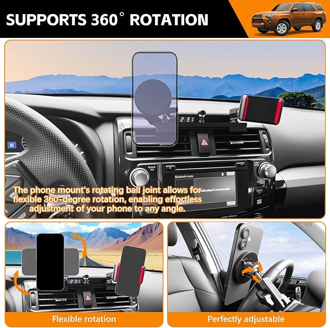 Metal Dashboard Phone Holder Compatible with 2010-2024 Toyota 4Runner Dashboard Magnet Phone Mount for 2023 Toyota 4Runner Accessories(4runner 2010-2024)