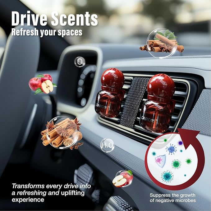 Carori Cute Car Air Freshener 2 Pack, Lightbulb-Shaped Car Fresheners, Automotive Vent Clip, Long Lasting Scent, Essential Oils, Cute Car Accessories for Women, Apple Cinnamon Scent
