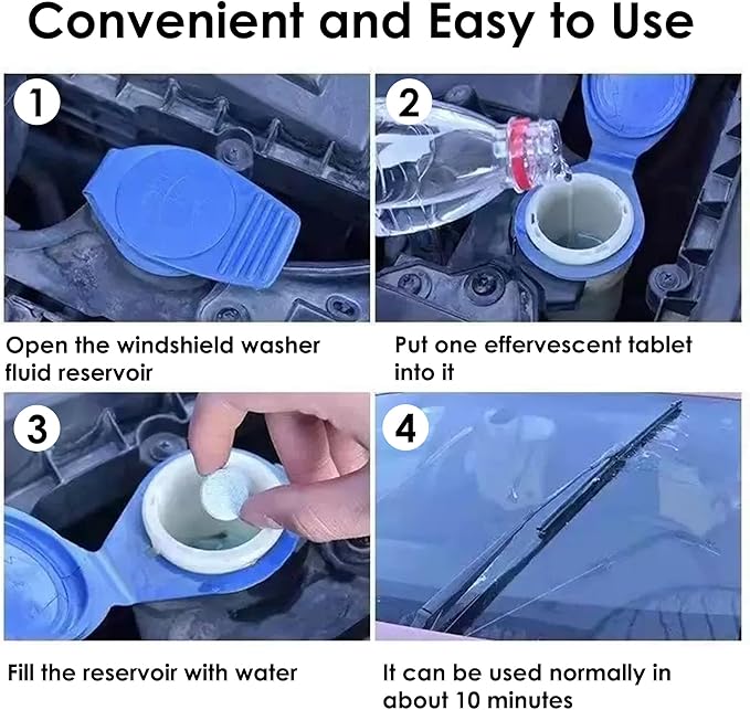 200 PCS-Car Windshield Washer Tablets, Glass Cleaner, Concentrated Effervescent Tablets, Solid Windshield Effervescent Wiper Tablet for Car Window Glass Cleaning