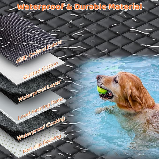 URPOWER Dog Car Seat Cover for Pets 100% Waterproof Seat Cover Hammock 600D Heavy Duty Scratch Proof Nonslip Durable Soft Back Seat Covers for Full Size Trucks