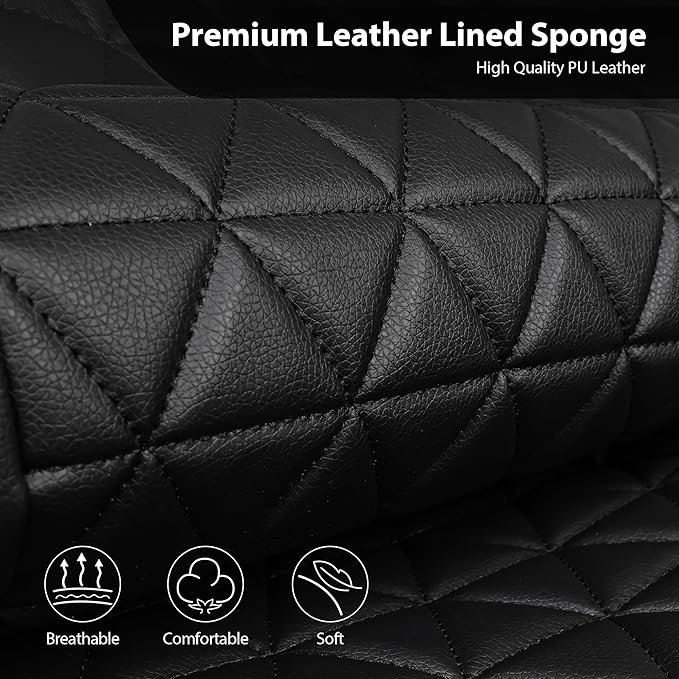 CAR PASS Bling Diamond Leather Car Seat Covers for 2 Front Interior Sets, Waterproof Shining Glitter Sparkly Crystal Universal Armrest Fit Automotive Truck SUV Cute Women Girl, Black Silver Rhinestone