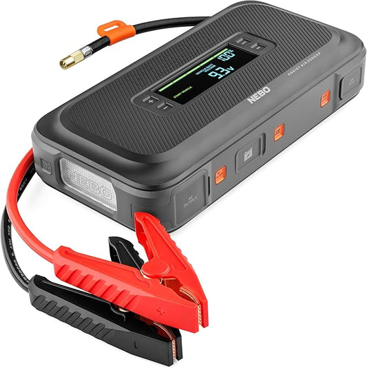 NEBO Assist Air 2500XP+ Jump Starter and Air Compressor | 4-in-1 2500 Amps Car Jump Starter, Air Compressor 150 PSI, Charger, and Floodlight, USB Compatible, Automotive, Emergency, Spark-Proof Safety