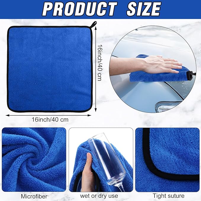 Tallew 80 Pcs Microfiber Towels:16"x16" Microfiber Drying Towels Bulk Micro Fiber Car Cleaning Cloth for Cars Drying Washing Polishing Office Windows Cleaning Household Supplies (Blue)