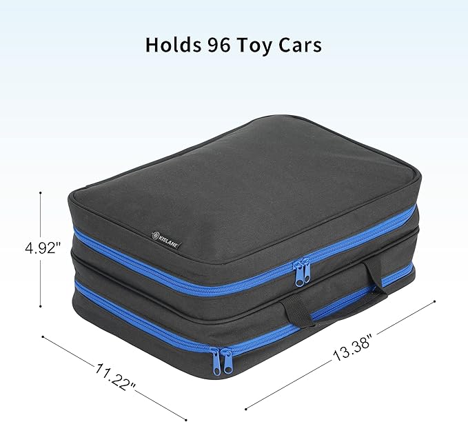 KISLANE 96 Toy Cars Storage Case Compatible with Matchbox Cars, Matchbox Cars Organizer Storage for Mini Toys, Toy Cars, Matchbox Cars, Small Dolls(Bag Only) (Black)