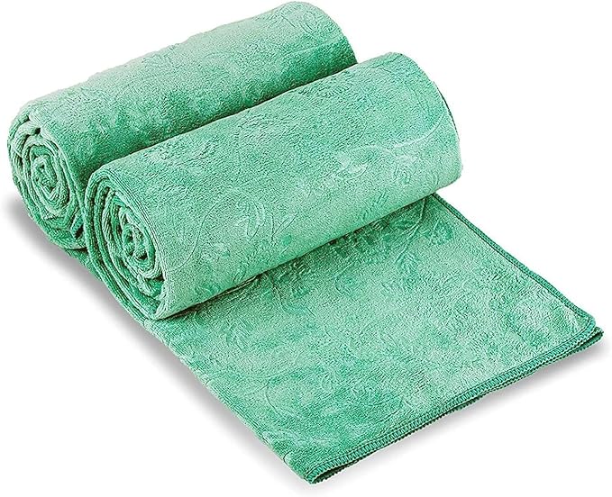 JML Microfiber Bath Towels, Oversized Bathroom Towel 2 Pack 40" x 80", Super Absorbent and Fast Drying, Soft Large Microfiber Bath Sheet for Beach, Sport, Fitness, Yoga, Green