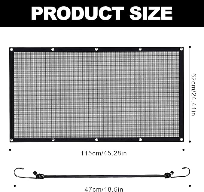 Car Dog Barrier Net Universal Dog Barrier for Car with Adjustable Ropes and Hooks One-Piece Design Mesh for Most Cars, SUVs, Pickups, Trucks and Vans(45x24 Inches)