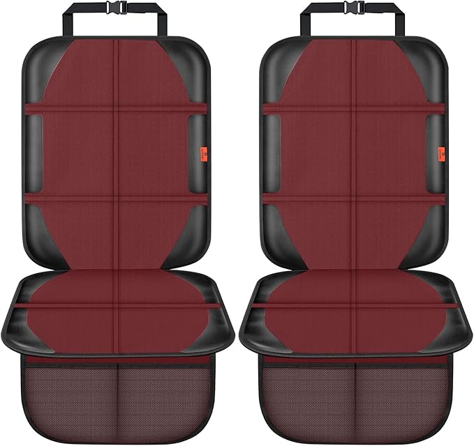 XHYANG Car Seat Protector,2 Pack Automotive Seat Protectors Baby Carseat Pad Waterproof Durable 600D Fabric for Child Baby Car Seat Mat Vehicle Pet Cover 2 Storage Pockets (Wine Red)