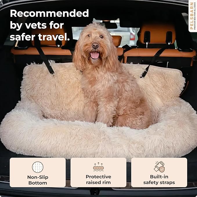 Pelsbarn Soft Comfortable Dog Protecting Car Bed 2.0 Large (Beige)