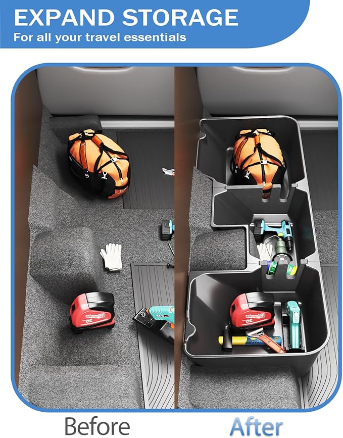 FengYu Under Seat Storage Box - Compatible with 2019-2026 Dodge Ram 1500 Crew Cab (New Body Style),Heavy-Duty Truck Organizer Under Back Seat Organizer Box