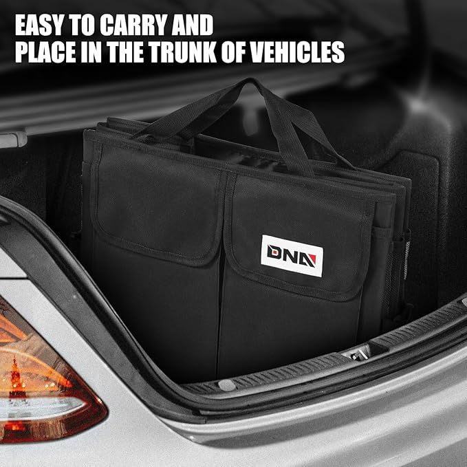 DNA Motoring Trunk Organizer for Car, 60L Large Capacity Foldable Trunk Organizer, Multi Compartment Car Trunk Organizer for Women Men, Black, TOOLS-00419