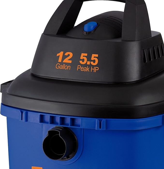 Koblenz Wet-Dry Vacuum, 12 Gallon Tank, 5.5 HP Vacuum Cleaner with 2-1/2" in x 7' Locking Hose, with a Blower Function, Blue/Black, 5 Year Warranty, with Included Accessories, WD-12 L4