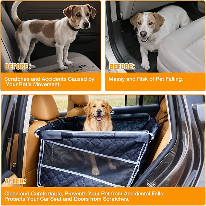 Dog Car Seat for Large Dogs, Back Seat Extender with Mesh Windows, Strong Support Dog Car Seat Cover for Cars, SUV and Road Trip (28 * 23 * 21.7inches)