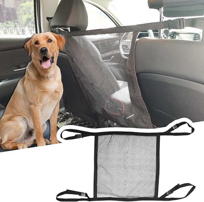 ramuel Dog Car Net Barrier for Cars, SUVs -Easy Install, Keep Pet Dogs in The Back Seats，Car Divider for Driving Safely with Children & Pets