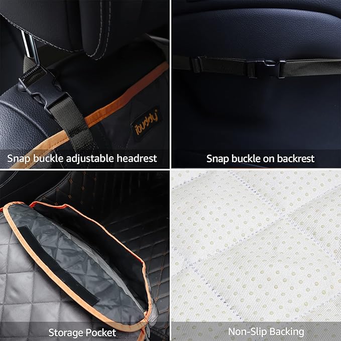 iBuddy Front Seat Cover for Dogs Waterproof Car Seat Cover Protects Seats from Hair, Dirt, and Liquid Messes Scratch Proof Nonslip Bucket Seat Cover for Pet of Cars,Trucks and SUVs