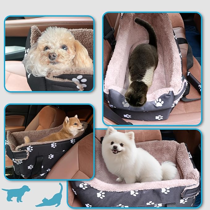 Center Console Dog Car Seat, Pete Console Car Seat for Cats Dogs Middle (Black)