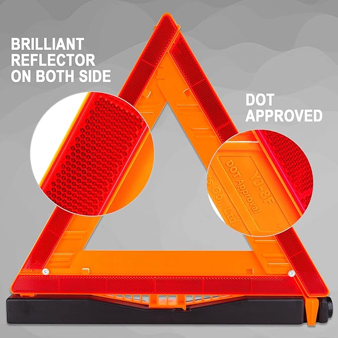 CARTMAN 12 Pack Warning Triangle DOT Approved, Identical to United States FMVSS 571.125, Reflective Warning Road Safety Triangle Kit