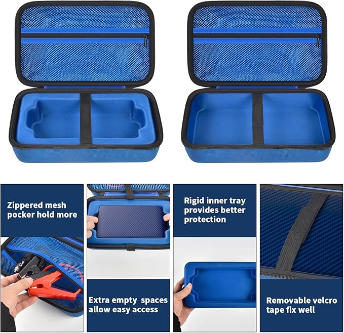 Case for Halo Bolt 58830/57720/ Air 58830/ ACDC Max 55500 mWh/Air + Portable Emergency Power Kit, Storage Holder for Air Nozzles, Extra Accessory, Car Jump Starter, and Charger- Blue (Box Only)
