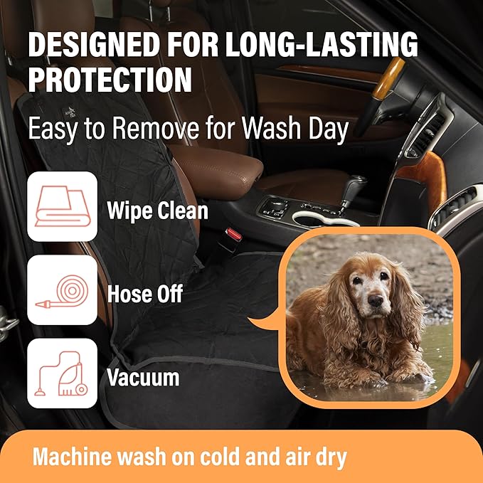 Active Pets Dog Car Seat Cover, Waterproof Front Seat Protector for SUV Truck Sedan, Pet Safety Travel Comfort System with Universal Fit, Pink