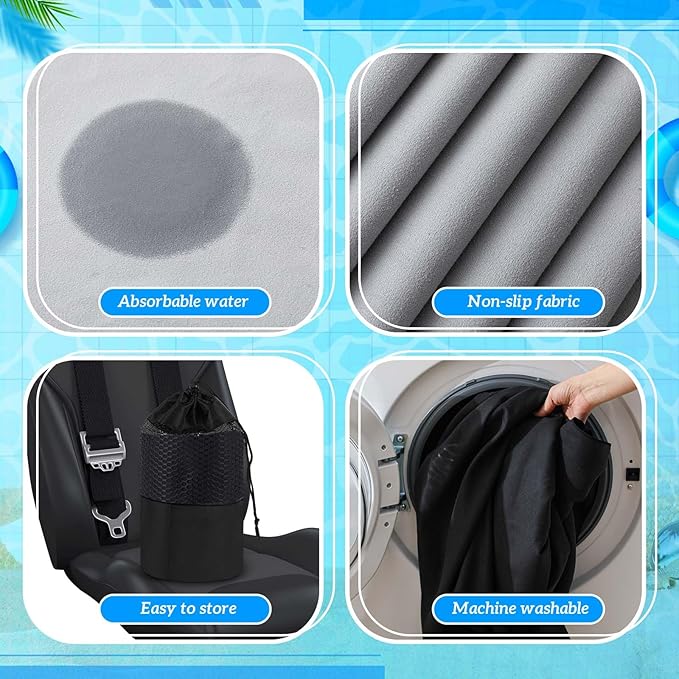 Hahafelt 2 Pack Car Seat Towel Covers with Storage Bag 63 x 32 Inch Athletic Running Towel Seat Sweat Washable Non Slip Cover Gift for Car Outdoor Sport Activities (Black,Gray)