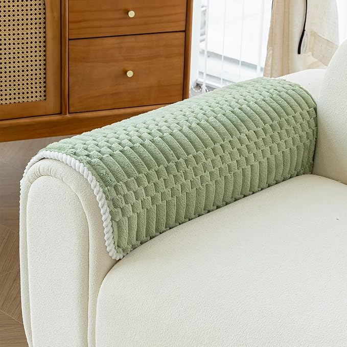 Plush Warm Sofa Covers Washable, Funny Fuzzy Couch Cover for Dogs Washable, Non-Slip Couch Covers for Recliner, Soft Sofa Slipcover for Pet & Kid(1PC, Green, 28"×28", Single Seater)