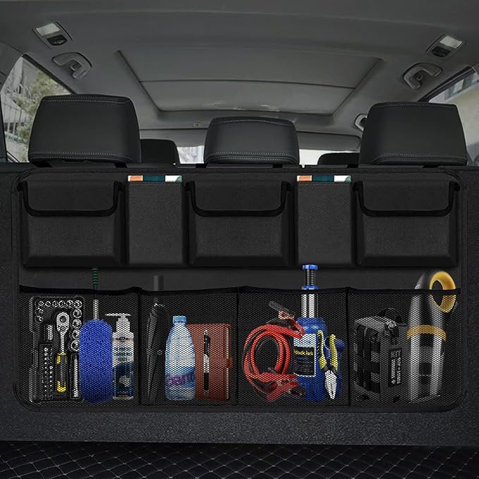 Trunk Organizer for Car, Large Capacity Car Organizers and Storage with 9 Pockets, Waterproof Backseat Hanging Organizer for SUV, Truck, MPV, Interior Accessories for Men and Women
