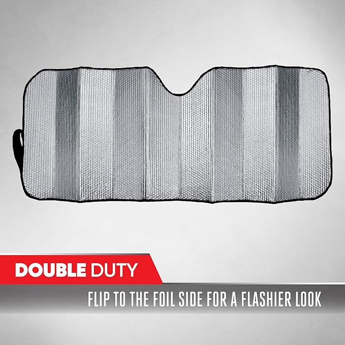 Motor Trend Accordion Red Car Windshield Sun Shade - Car Sun Visor Sun Shade for Car Windshield - Car Window Shades for SUV & Truck - Dash Cover Sun Protection Window Shade Accessories - 58" x 24"