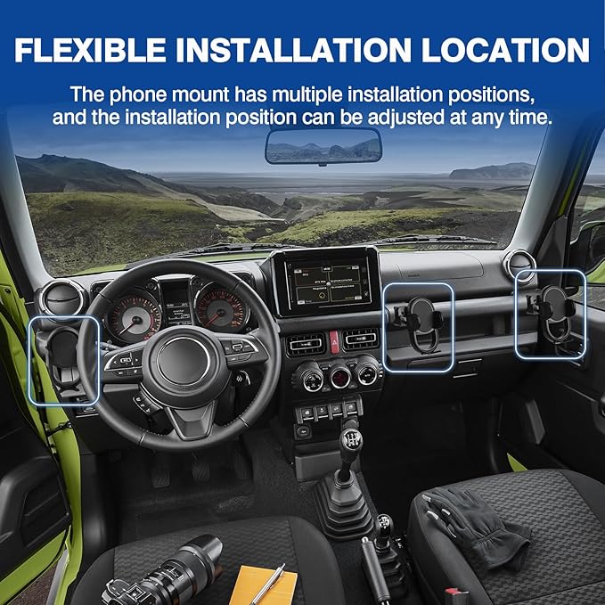 Autorder Car Phone Holder for 2019-2025 Suzuki jimny Accessories Phone Mount Cell Phone Car Mount Automobile Phone Stabilizer 360 Degree Rotation