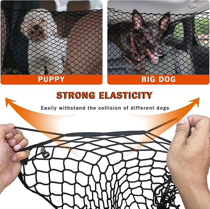 Car Dog Barrier for Ford Explorer 2020-2025, Cargo Net for SUV Adjustable Mesh Pet Barrier Double-Layer Thickened Durable Nylon Net Dog Travel Accessoriesa