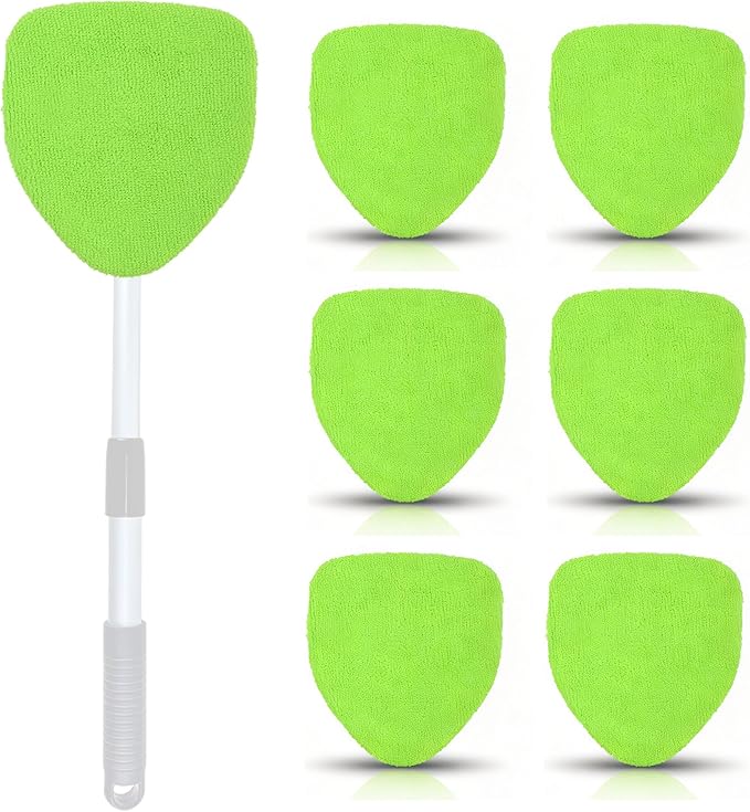 Car Care Microfiber Cloths for Windshield Cleaner,7 PCS Microfiber Cloths for Inside Windshield Cleaning Tool Pads,Clean Replacement Accessories (Green)