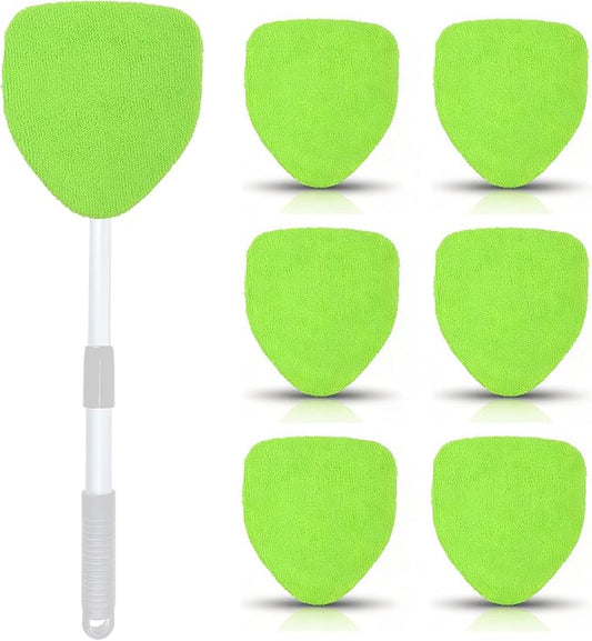 Car Care Microfiber Cloths for Windshield Cleaner,7 PCS Microfiber Cloths for Inside Windshield Cleaning Tool Pads,Clean Replacement Accessories (Green)