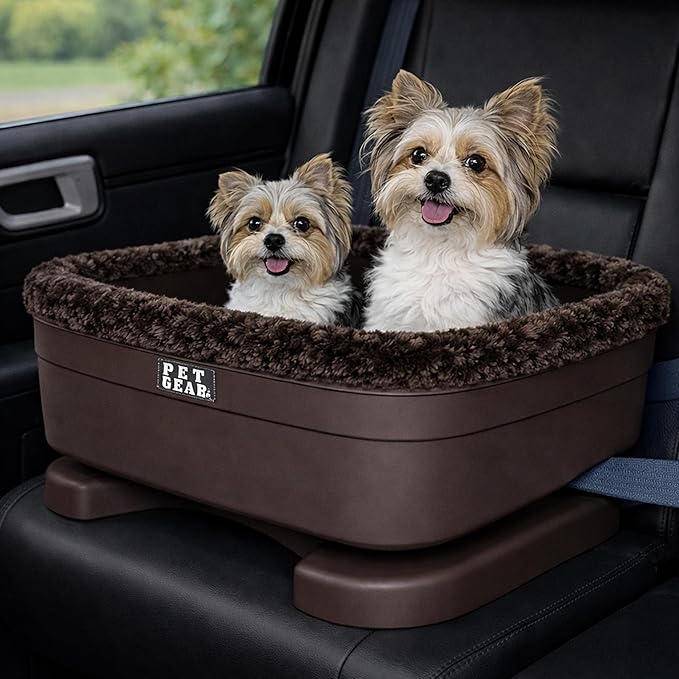 Pet Gear Booster Seat for Dogs/Cats, Removable Washable Comfort Pillow + Liner, Safety Tethers Included, Installs in Seconds, No Tools Required, Fudge Ripple