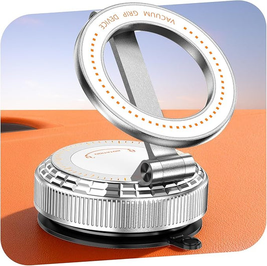 Pure Zinc Alloy Vacuum Magnetic Phone Holders for Your Car [105+LBS Suction & 3800gf Magnetic] 360° Adjustable Magsafe Car Phone Holder Mount for iPhone 17 16 15 14 13 12 Series & Android