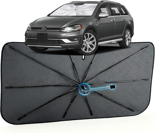 Car Windshield Sun Shade for Volkswagen Golf Alltrack 2017-2020 –[Reflective Coated Fabric] Sunshade Umbrella for Front Window, Car Shades Sun Visor Keep Car Cool and Protects Interior, 1:1 Exact Fit