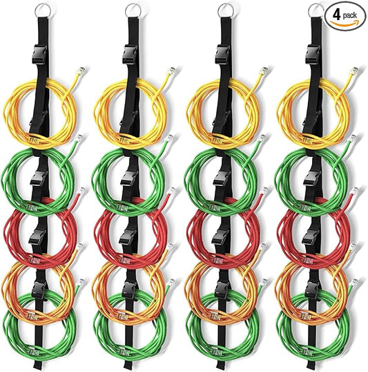 4 Pcs Extension Cord Organizers and Storage Garage Extension Cord Holder with 5 Slots Organizer Black Cord Organizer Straps for Vertical Space Cable Hose Rope String Lights